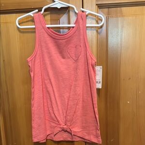 Pink Heart Tank Top with hem tie detail
